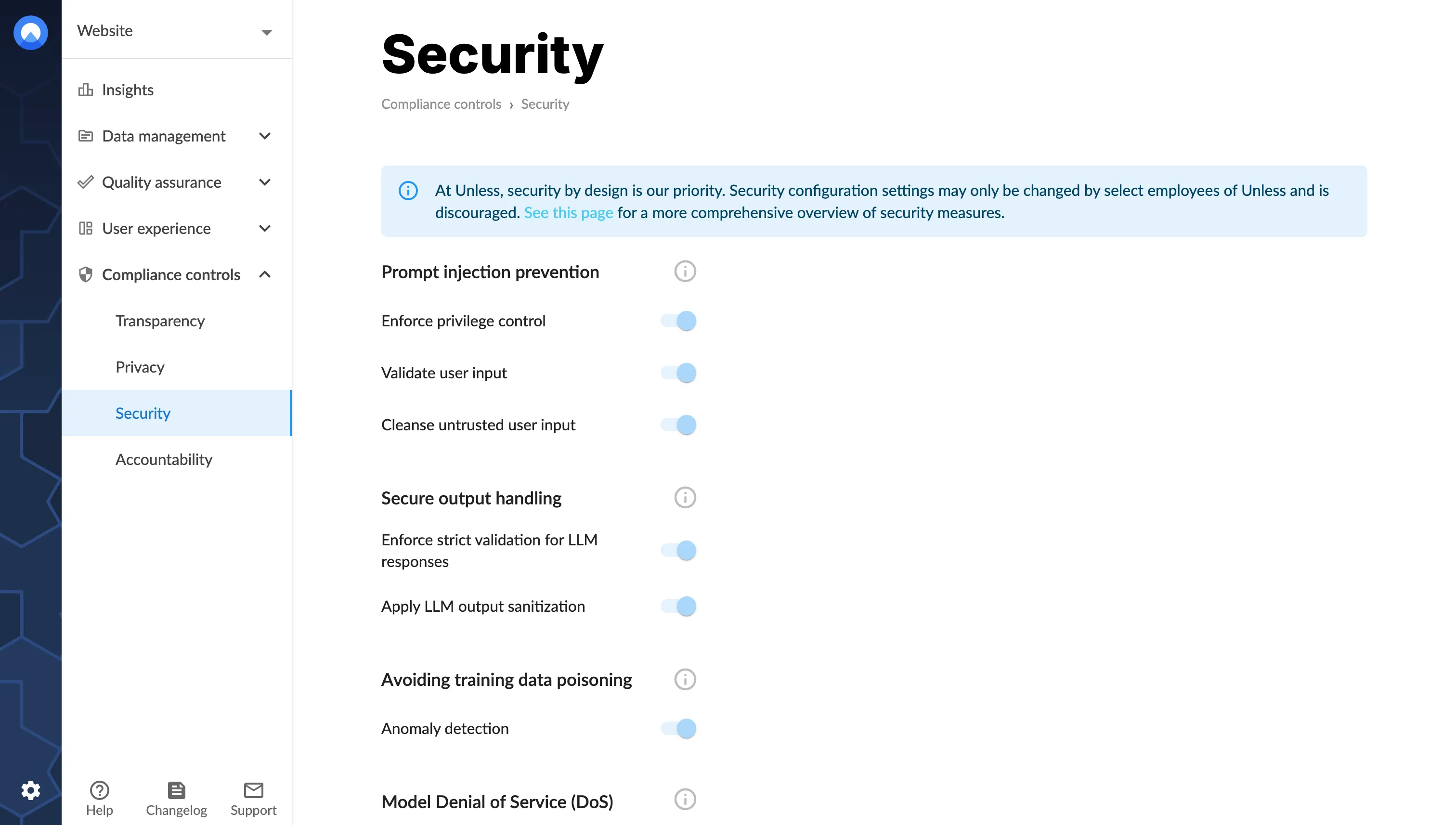 Unless security tab