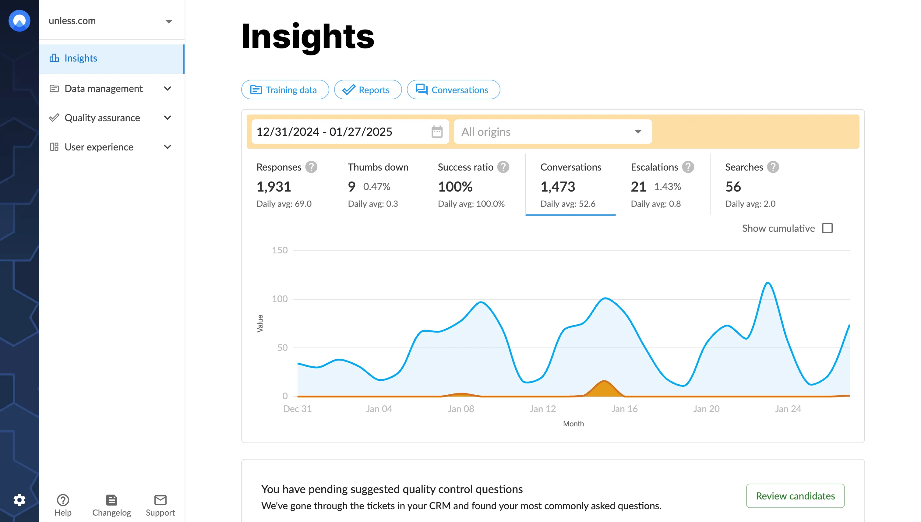 Updates to the insights dashboard